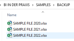 Verzeichnis der Excel Dateien