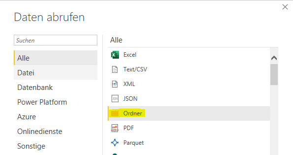 Auswahl der Datenquelle