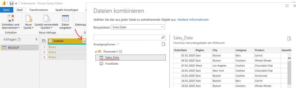 Auswahl Daten Transformieren